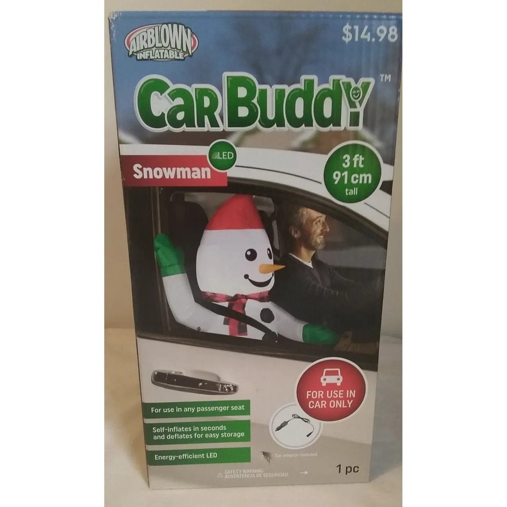Gemmy Airblown Inflatable Christmas Snowman Car Buddy for Passenger Seat 3ft NEW
